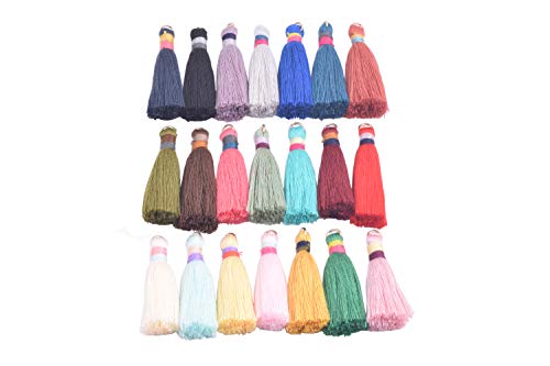 Borlas pequeñas de hilo de algodón de 4cm para manualidades y llaveros coloridos, 50 uds