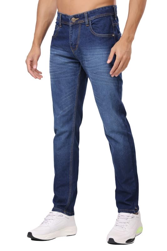 Image of London Hills Men's Regular Fit Mid Rise Cotton Jeans for Man | Straight Fit Jeans for Man | Pant | Mens Bottom Wear | Pants | Jean's for Men | Jins Pant for Men | Denim Jeans