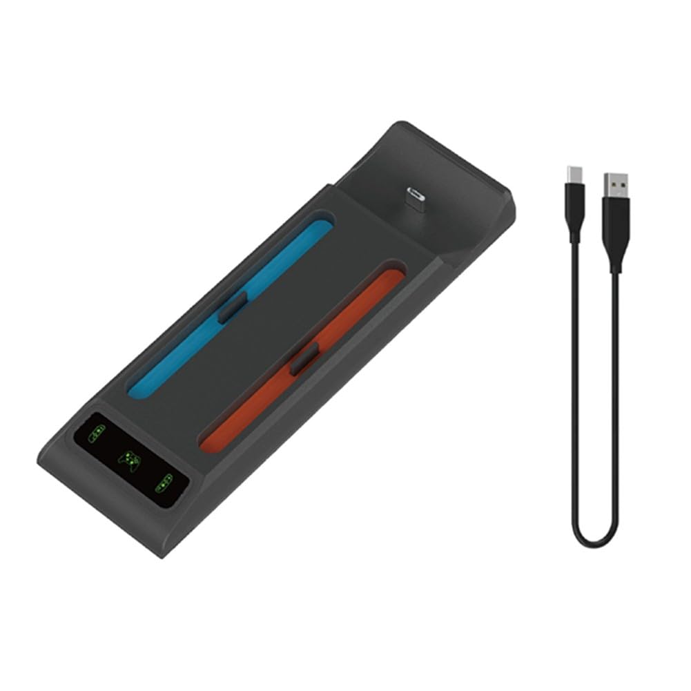 Dock di ricarica 3 in 1 per Nintendo Switch 2, stazione di ricarica rapida per Joy-Con e controller Pro con indicatore LED, per design compatto in ABS