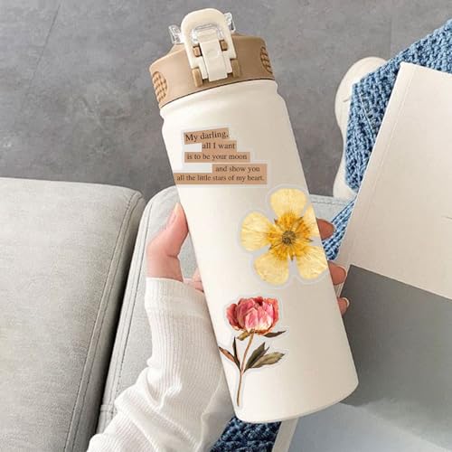 Image of 50PCS Transparent Flora Scrapbook Stickers, Flower-G | Vintage Aesthetic Flowers, Vinyl Waterproof, For Scrapbooks Travel Journal, For Water Bottles Laptop Phone