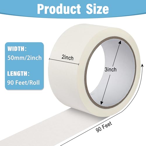 Image of White Painters Tape - 2 Inch Wide Masking Tape - Multi-Surface, Smart Adhesion, Indoor & Outdoor - Paint Tape for Artist, DIY, Labeling, Car, General Purpose - 90FT Total