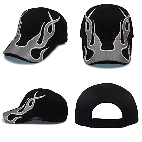 Image of Flame Baseball Cap Fashion Accessories Hip Hop Outdoor Sports Cap Dad Hat Trucker Caps for Adult Men