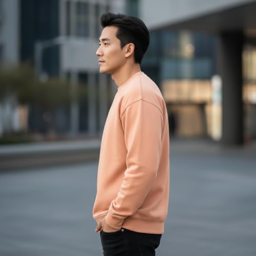 Image of Men's Crew Neck Sweatshirt, Long Sleeve, Casual Pullover, Multiple Colors Available