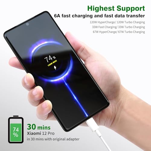 Image of NISHTECH 67W HyperCharge Fast Turbo Charging Data Cable | Type-C USB Cable Compatible with Redmi Note 13 Pro /12 Pro /11 Pro 5G /11S /10 Pro Max, Poco X5 /X4 Pro /X3 Pro, Mi 14 /11 (1 pack)