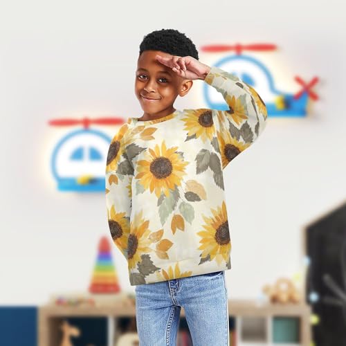 JUNZAN Chic Sunflower Neutral Little Kids Pullover Hoodie Long Sleeve Kids Hoodies Boys Party 4T4