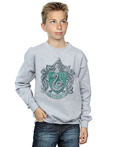 Harry Potter Boys Slytherin Distressed Crest Sweatshirt 7-8 Years Sport Grey
