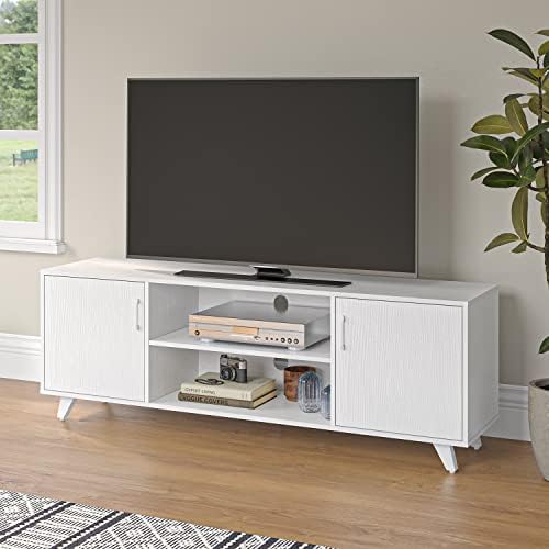 Panana TV Stand Television Stands TV Console Unit with Shelf and 2 Doors Storage Cabinets for Living Room Bedroom for TVs up to 70 Inches (White)