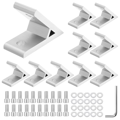 Rebanky 10 Piezas Soporte de Esquina 45 Grados Conector Angular Esquina Fijación de Ángulo de 45 Grados Perfil de Ángulo Aluminio con Tornillo para Impresoras 3D Fresadoras 2020
