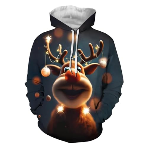 LOSSLO Weihnachten Hoodie Herren - Kapuzenpullover Langarm...