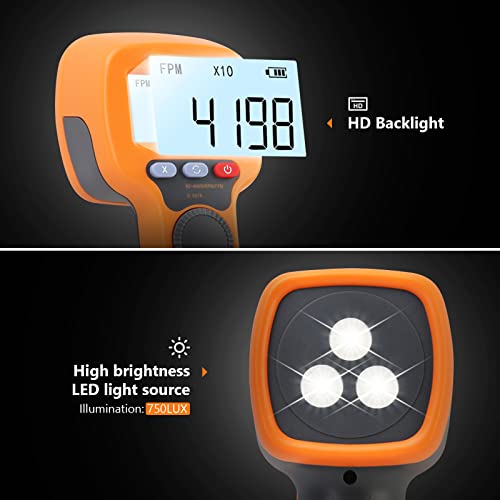 Digital Handheld Stroboscope,Strobe Light Tachometer 60-49999 RPM Highly Accurate 0.001% Rechargeable LED Flash Stroboscopic Tachometer for HVAC Motor Engine Speed Tester Spectrum Analyzer