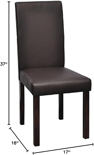 Miniatura 2 de Juego de 4 sillas de comedor modernas de piel sintética con marco de madera marrón con respaldo de asiento acolchado, cómodo estilo de granja para