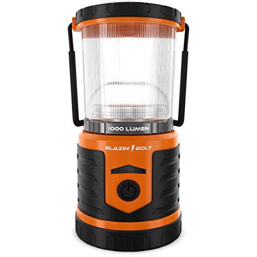 Blazin' USB Rechargeable Lantern Battery Power Bank | 12,000 mAh Phone Tablet Charger | 350 Hour Light | 1000 Lumen | 6 Modes | Emergency, Hurricane, Power Outage (Orange)