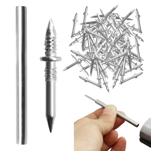 Double Headed Skirting Thread Seamless Nail Non Marking, 2025 NewInvisible Seamless Baseboard Screws, Upgrade Double Head Skirting Nails Traceless Nails with Sleeve Tool (100)