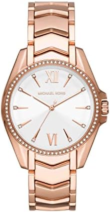 Michael Kors Whitney Stainless Steel Watch with Glitz Accents, Silver Glitz, 44 mm, Chronograph