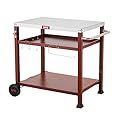 Feasto 3-Shelf Outdoor Grill Table,Grill Cart Pizza Oven Table for Outside,Movable Prep Cart,Indoor & Outdoor Cooking Station,Grill Cart with Wheels, Metal Work Table for Ooni 14'' Blackstone Griddle