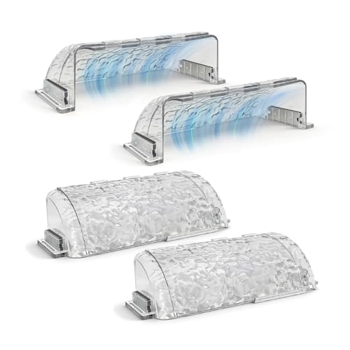 4 Pack Magnetic Air Vent Deflector for Ceiling, Wall & Floor Registers, Adjustable 8.5''–15.5'' in HVAC Vent Redirector, Clear Ice-Texture Airflow Deflector for AC & Heat Comfort