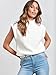 ANRABESS Women's Mock Neck Sleeveless Sweater Vest Casual Cap Sleeve Knit Pullover Tank Tops 2025 Fall Clothes White-XS