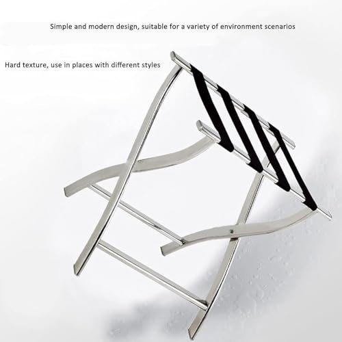Portaequipajes plegable, soporte para maleta que ahorra espacio con cinturones de nailon para uso doméstico y hotelero