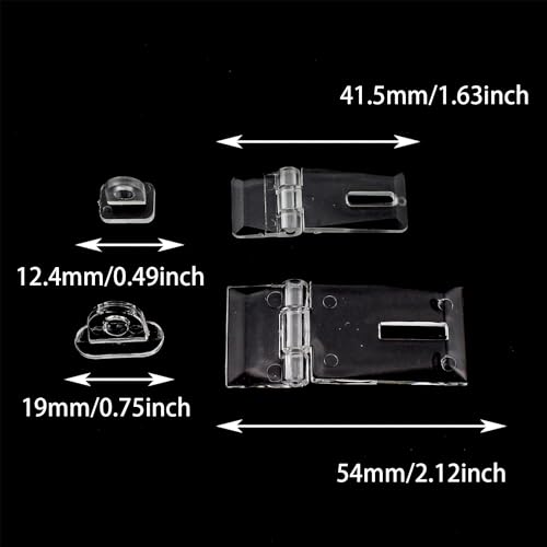 Image of TAODAN 10PCS 1.37 Inch Mini Acrylic Hinge Hasp with Buckle, Clear Hinge Latch Locking Hasp for Box Cabinet Drawer Fittings