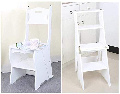 Taburete de madera para cocina y salones con escalones plegables de diseño nórdico