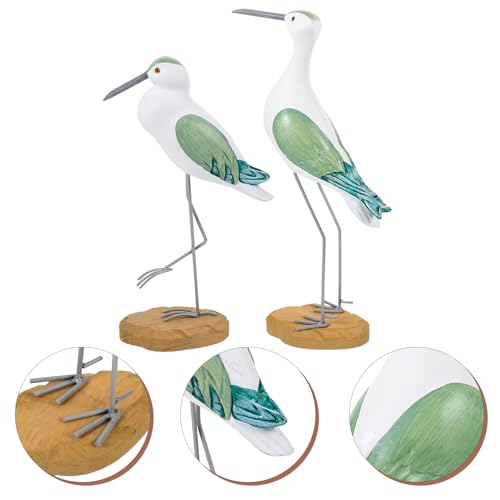 Figurita de Gaviota de Madera Decorativa Verde 2 Piezas miniatura 4