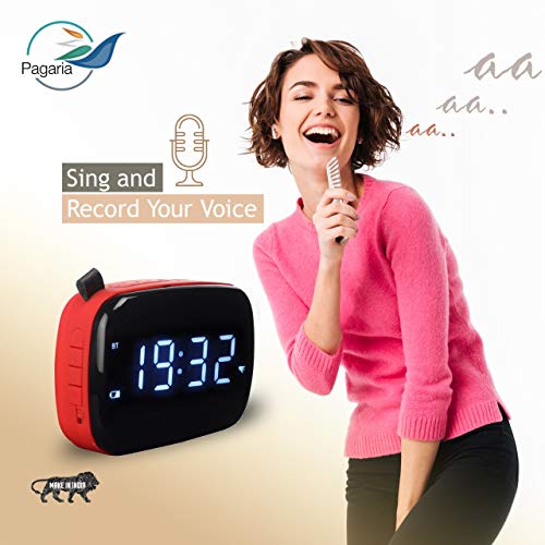 Image of PAGARIA Portable Radio & Alarm Clock Bluetooth Speaker with Remote /Alarm /USB /am /fm /SD Card /aux /Bluetooth Recording /mic Recording. (Golden), Standard (SAN101)