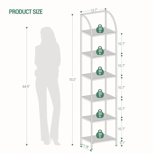 Hzuaneri BC20699G Bookcase Bookshelf, Tempered Glass Arched Bookshelf thumb #1
