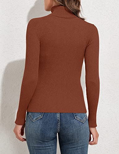Image of PrettyGuide Women's Ribbed Turtleneck Long Sleeve Sweater Tops