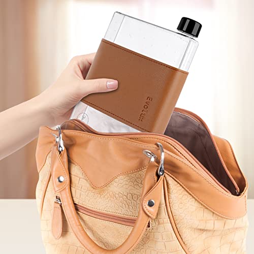 Flat Water Bottle - 17Oz (500Ml) Small Plastic Flask That Fits In Your Bag Handbag Or Purse | Perfect For Sports Camping Gym Office Gift And Travel | Reusable Clear A5 Slim Water Bottle | Evolux #TOP4