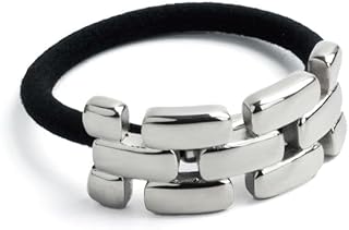 Hair Band with Silver Chain Link Design, Black Elastic Band