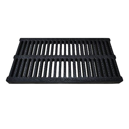 Rejilla de drenaje exterior negra 50x35x3cm con agujeros para bajante de jardín y patio