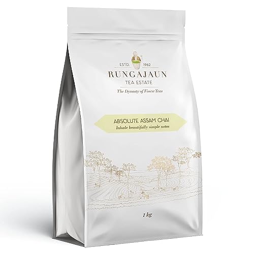 Image of Rungajaun Absolute Assam Second Flush Black Tea Granules 1kg, 100% Natural Handpicked Premium Tea Made with Malty & Gutty Strong Brisk Pure Assam Chai Patti