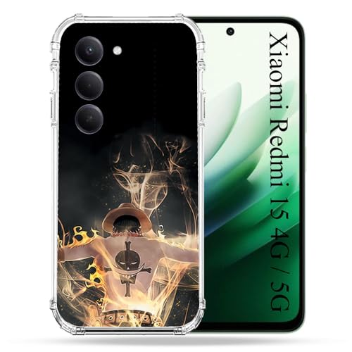 Coque Xiaomi Redmi 15 5G One Piece Ace Noir Manga antichoc rigide