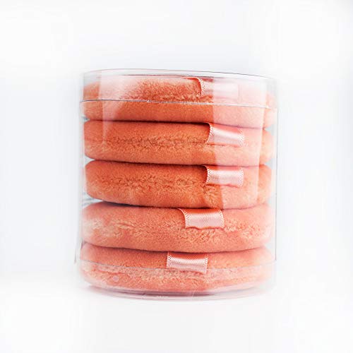Easypowder velvet puff, 2.75 inch, Face & Body powder puff (5pcs) (Coral)