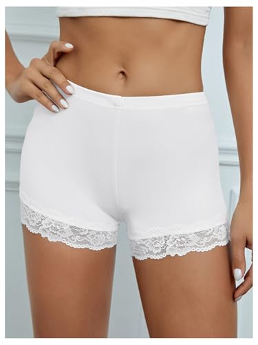 Image of MakeMeChic Women's Underwear Lace Trim Biker Shorts Under Dresses