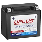 UPLUS Motorcycle Battery UP12-4 (J) replace for-TX12, 12V 10Ah180A CCA, Agm Maintenance Free | Please check size before ordering 150L x 87W x 130H(mm)