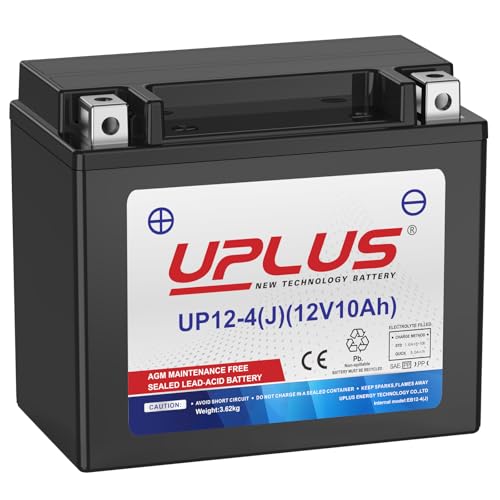 UPLUS Motorcycle Battery UP12-4 (J), replace for -TX12, 12V 10Ah, Agm Maintenance Free | Please check size before ordering 150L x 87W x 130H(mm)