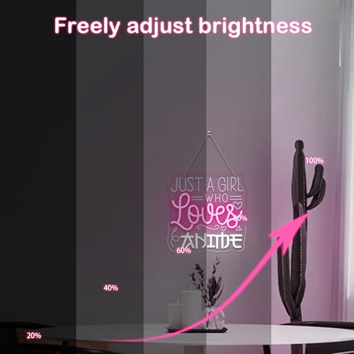 Image of Just a Girl Who Likes To Watch Anime Neon signs Anime Girl Neon Sign LED Light with Dimmer for Bedroom Office Hotel Pub Cafe Bar Home Art Recreation Room Man Cave Wall Decor Pink
