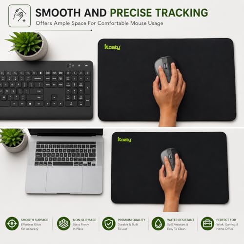 Image of Ultra-Smooth Large Mouse Pad|350 x 250 mm|Anti-Fray Stitched Edges|Non-Slip Rubber Base|Spill-Resistant|3mm Thick|Big Mousepad for Office, Work from Home & Gaming