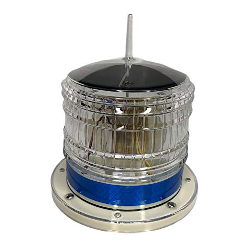 Steady-ON or Flashing 2NM IP67 Solar LED Marina Dock Barge Boat Safety Beacon Light - Blue LED