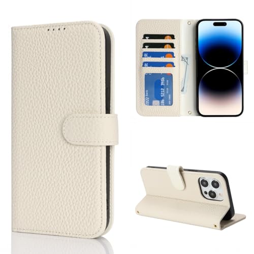 Coque compatible iPhone 14 Pro Max étui portefeuille blocage RFID beige