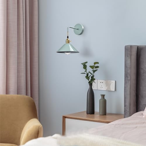 Image of Sea Green Wall Sconce 2-Pack, Hanging Height-Adjustable Wall Lamp, Plug-in&Hardwire Optional Wall Light Fixture with On /Off Switch for Bedroom Coffee Bar