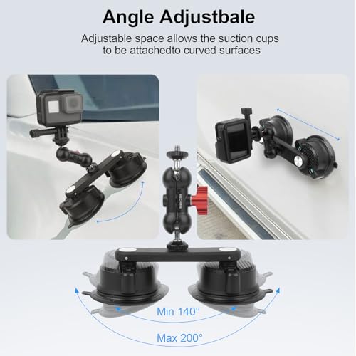 Mechrig Dual Suction Cup Car Mount with Phone Holder,360°Adjustable for Action Cameras & Smartphones,Windshield,Dashboard,Boat Mount for GoPro Hero 13/12/11/10,DJI OSMO Action,Insta360 X4/X3,and More - image 5
