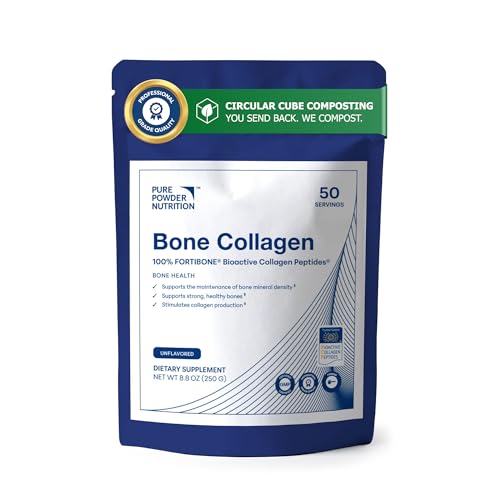 Pure Powder Nutrition Bone Collagen with FORTIBONE Bioactive Collagen Peptides for Bone Health | 50 Serves (No Flavor) | Powder