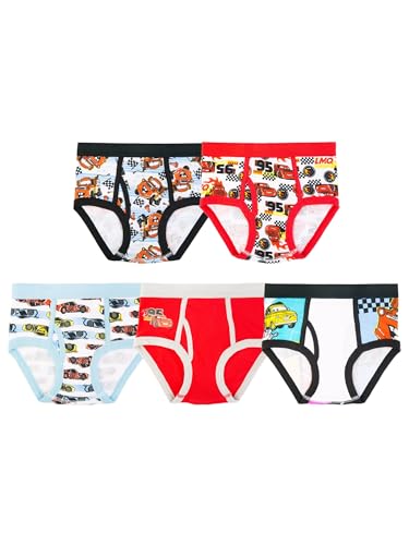 Disney Cars Boys Cotton Brief Character Underwear, 5-Pack, Cars, 4 Multicolored