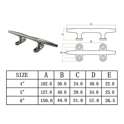 Ostare Boat Cleat Stainless Steel 4" 5" 6",Marine Dock Cleat Or Home Decorative 2Pcs (4" Silver) #TOP5