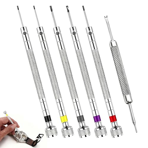 6Pcs Precision Screwdriver Set Lightweight and Easy to Use Watchmakers Screwdrivers Reversible Blade Screwdriver (0.8/1.0/1.2/1.4/1.6mm) Watch Repair Tool Kit for Watches Eyeglasses Jewelry Repair