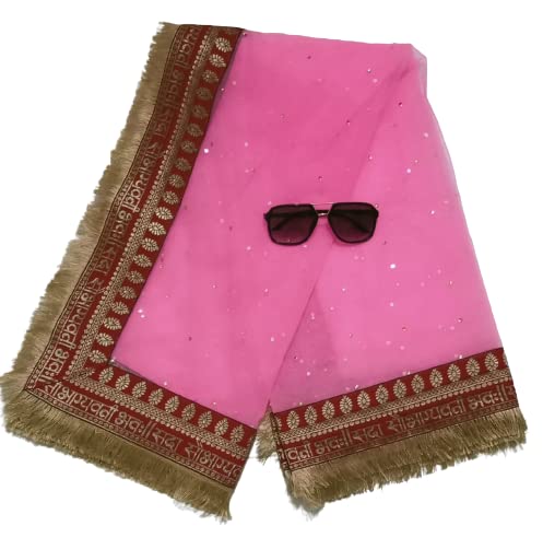 Mariage Dupatta rose saubhagyavati voile indien écharpe de cérémonie