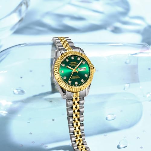 Image of NIBOSI Watches for Woman Analog Quartz Stainless Steel Diamond Rose Gold Green Small Dial Women Watches Classic Wrist Watch Date Waterproof