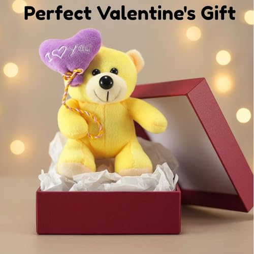 Image of Tickles Charming Balloon Teddy Stuffed Soft Plush Animal Toy Love Girl, Birthday Gifts, Valentine's Day (Color: Yellow Size: 35 cm)